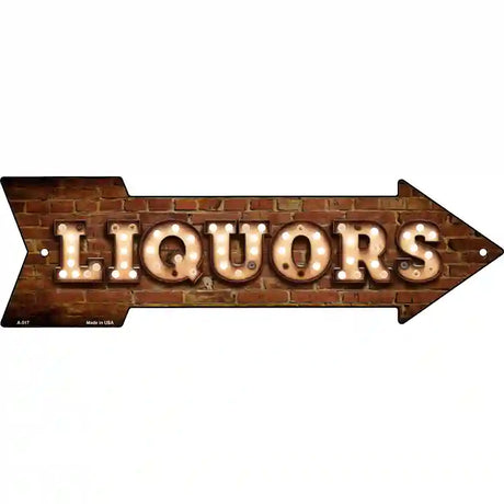 Liquors Bulb Letters Novelty Metal Arrow Sign 23" x 7" (LA)