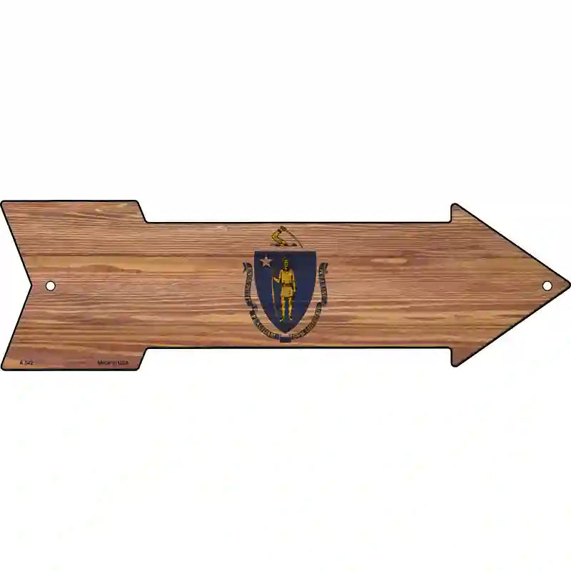 Massachusetts State Flag Novelty Metal Arrow Sign 23" x 7" (LA)