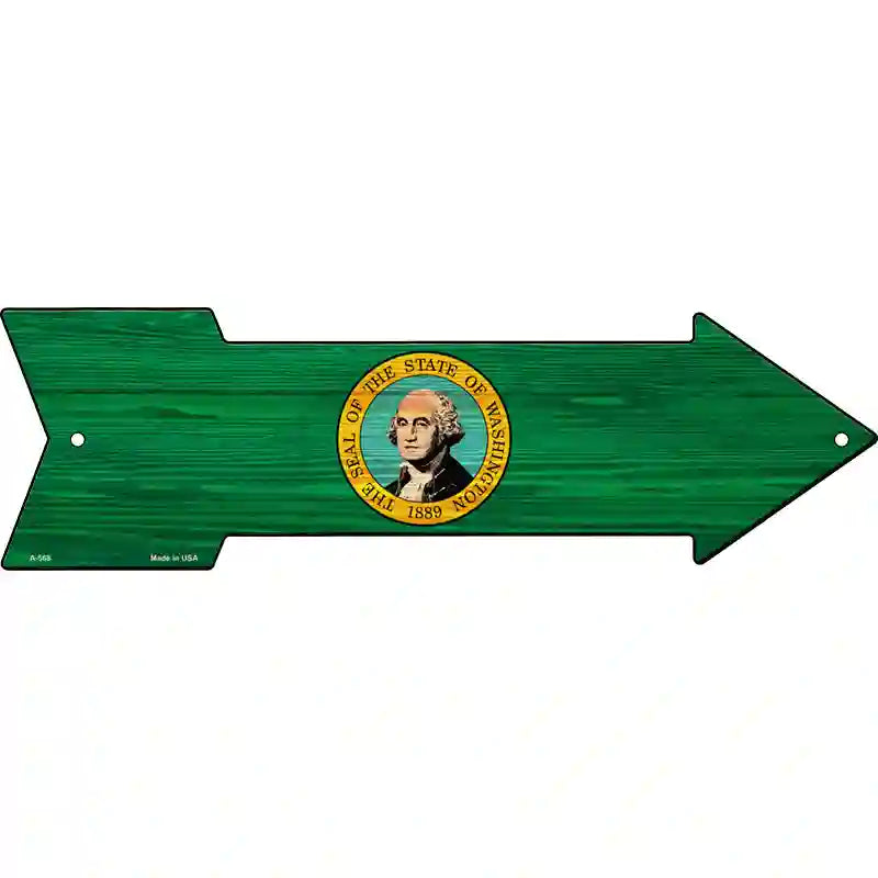 Washington State Flag Novelty Metal Arrow Sign 23" x 7" (LA)