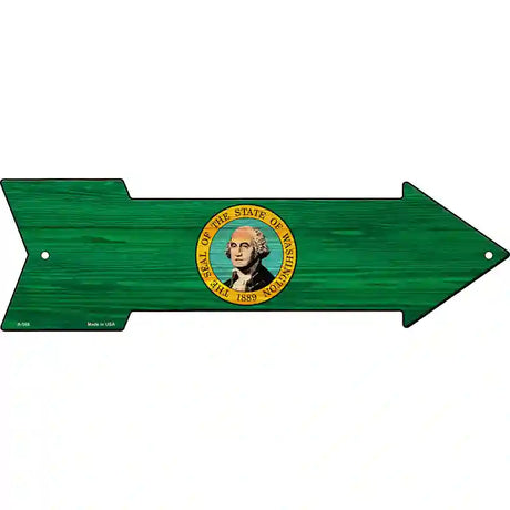 Washington State Flag Novelty Metal Arrow Sign 23" x 7" (LA)