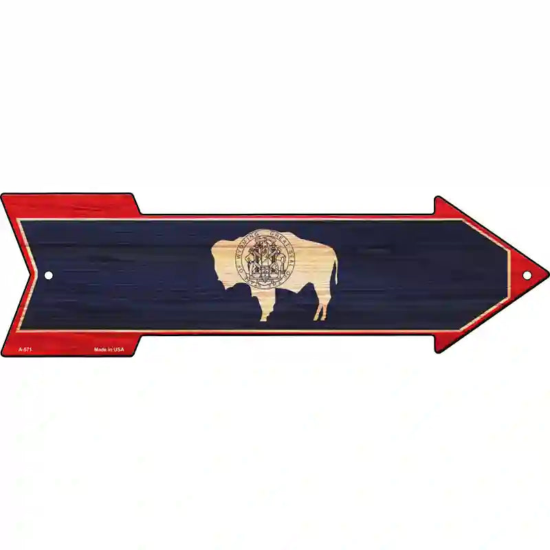 Wyoming State Flag Novelty Metal Arrow Sign 23" x 7" (LA)