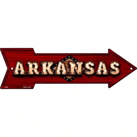 Arkansas Bulb Lettering With State Flag Novelty Metal Arrow Sign 23" x 7" (LA)