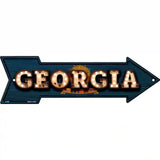 Georgia Bulb Lettering With State Flag Novelty Metal Arrow Sign 23" x 7" (LA)