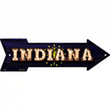 Indiana Bulb Lettering With State Flag Novelty Metal Arrow Sign 23" x 7" (LA)