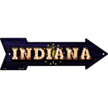 Indiana Bulb Lettering With State Flag Novelty Metal Arrow Sign 23" x 7" (LA)