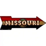 Missouri Bulb Lettering With State Flag Novelty Metal Arrow Sign 23" x 7" (LA)