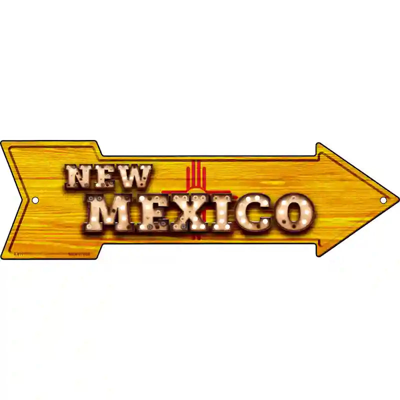 New Mexico Bulb Lettering With State Flag Novelty Metal Arrow Sign 23" x 7" (LA)