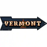 Vermont Bulb Lettering With State Flag Novelty Metal Arrow Sign 23" x 7" (LA)