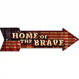 Home of the Brave Bulb Letters American Flag Novelty Metal Arrow Sign 23" x 7" (LA)