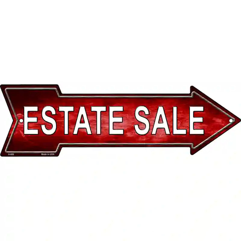 Estate Sale Right Novelty Metal Arrow Sign 23" x 7" (LA)