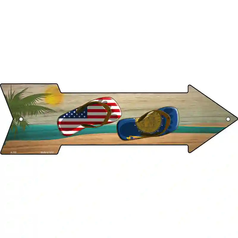 US and Georgia Flag Flip Flop Novelty Metal Arrow Sign 23" x 7" (LA)