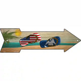 US and Louisiana Flag Flip Flop Novelty Metal Arrow Sign 23" x 7" (LA)