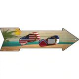 US and Mississippi Flag Flip Flop Novelty Metal Arrow Sign 23" x 7" (LA)