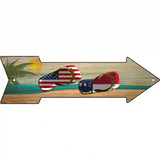 US and North Carolina Flag Flip Flop Novelty Metal Arrow Sign 23" x 7" (LA)