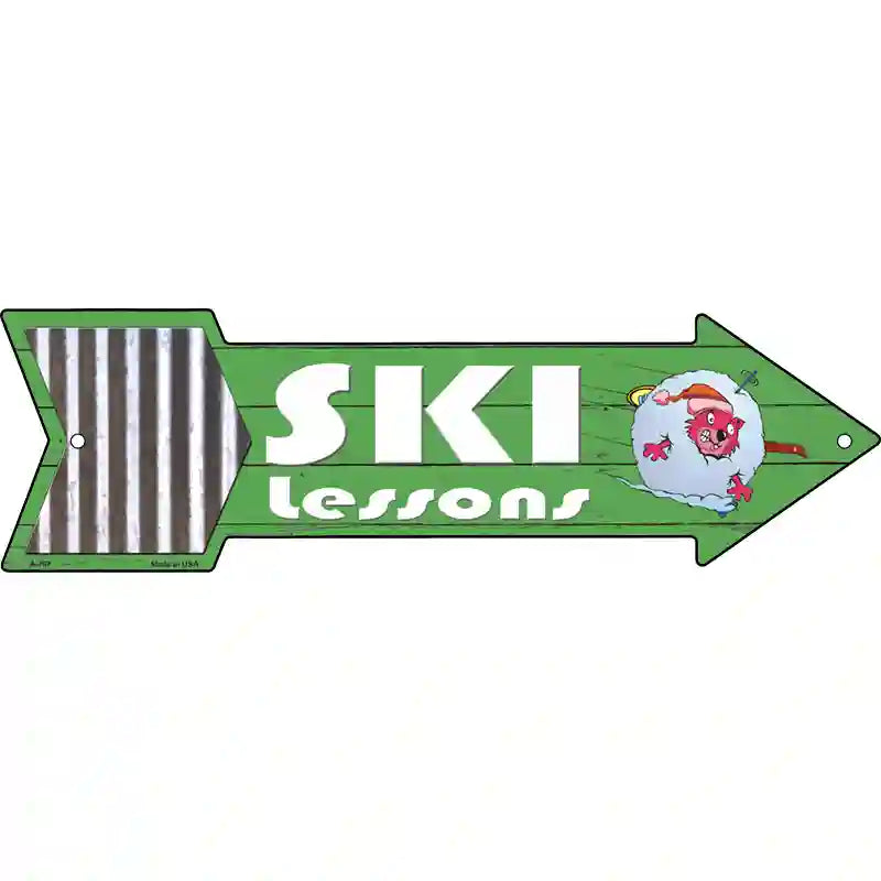 Ski Lessons Novelty Metal Arrow Sign 23" x 7" (LA)