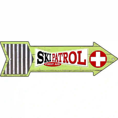 Ski Patrol First Aid Novelty Metal Arrow Sign 23" x 7" (LA)