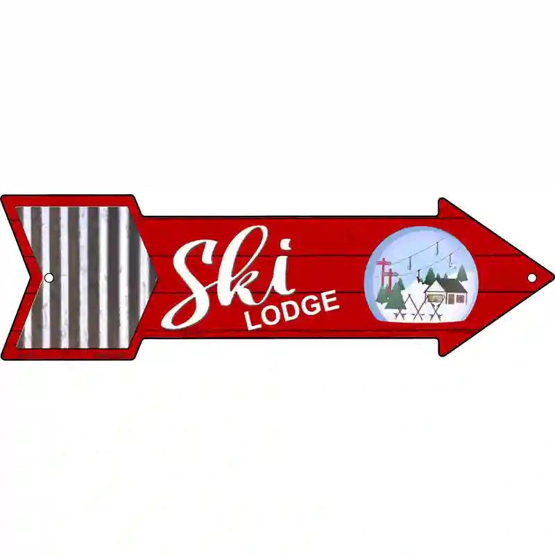 Ski Lodge Novelty Metal Arrow Sign 23" x 7" (LA)