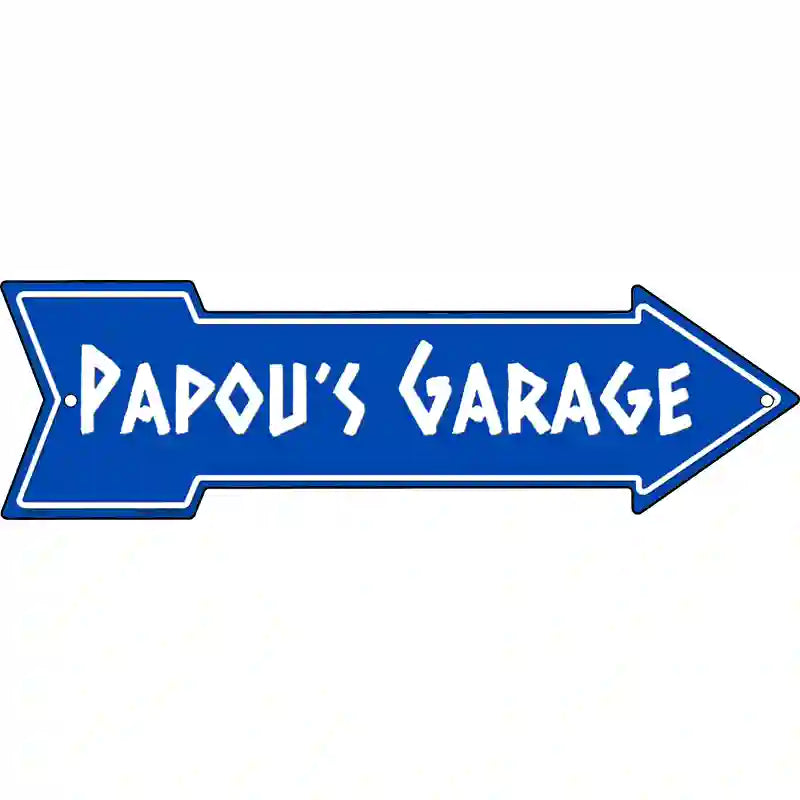 Papous Garage Blue Novelty Metal Arrow Sign 23" x 7" (LA)