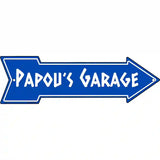 Papous Garage Blue Novelty Metal Arrow Sign 23" x 7" (LA)