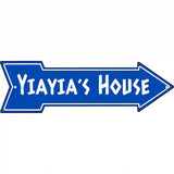 Yiayias House Blue Novelty Metal Arrow Sign 23" x 7" (LA)