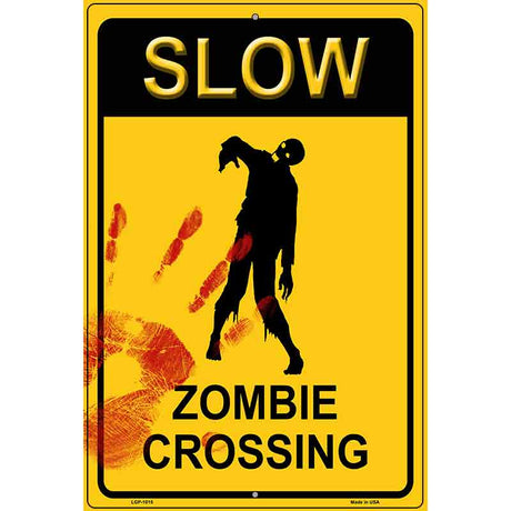 Zombie Crossing Metal Novelty Parking Sign 12" x 18" (LGP)