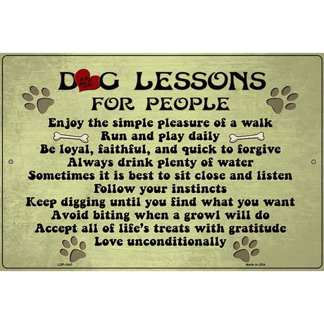 Dog Lessons Metal Novelty Parking Sign 12" x 18" (LGP)