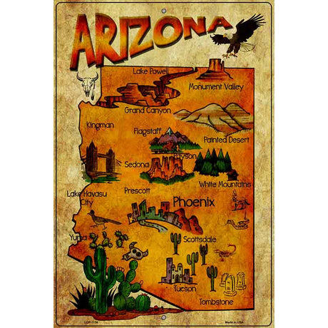 Arizona Map Metal Novelty Parking Sign 12" x 18" (LGP)