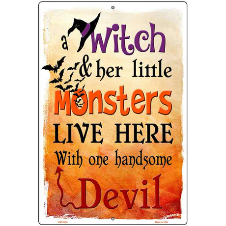 Witch Monsters Devil Metal Novelty Parking Sign 12" x 18" (LGP)