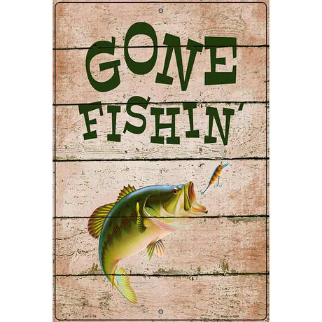 Gone Fishing Metal Novelty Parking Sign 12" x 18" (LGP)