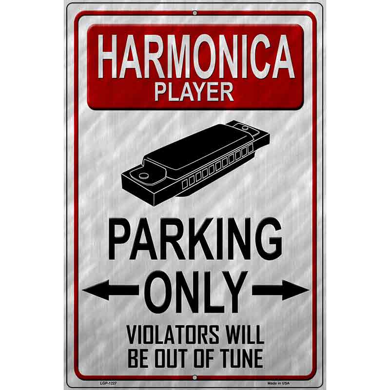 Harmonica Player Parking Metal Novelty Parking Sign 12" x 18" (LGP)