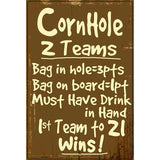 Cornhole Rules Metal Novelty Parking Sign 12" x 18" (LGP)