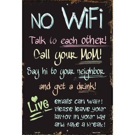 No WiFi Metal Novelty Parking Sign 12" x 18" (LGP)