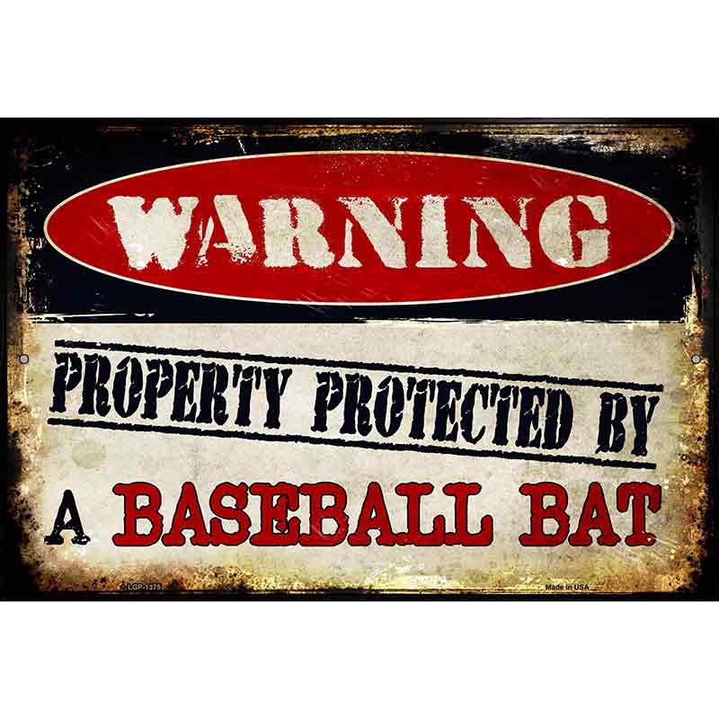 Baseball Bat Metal Novelty Parking Sign 12" x 18" (LGP)