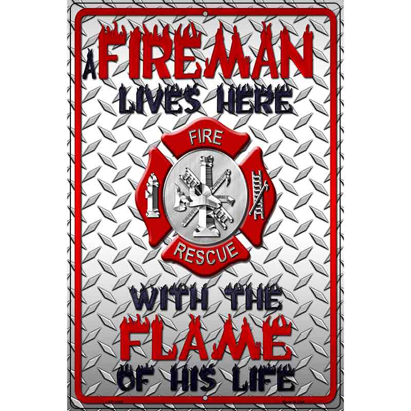 Fireman Metal Novelty Parking Sign 12" x 18" (LGP)