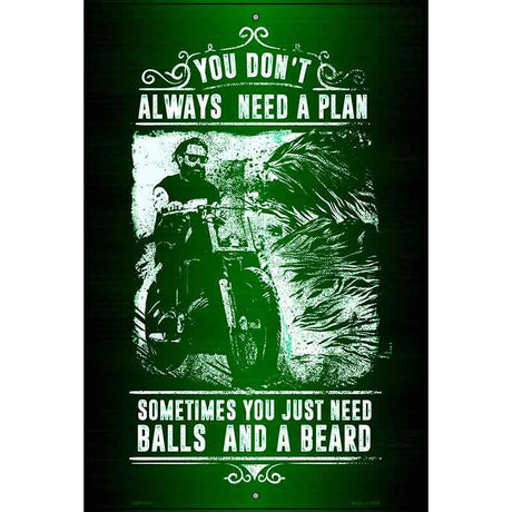 Balls And A Beard Metal Novelty Parking Sign 12" x 18" (LGP)