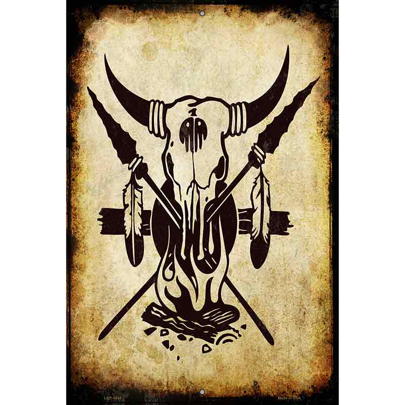 Burning Skull Metal Novelty Parking Sign 12" x 18" (LGP)