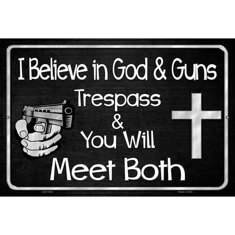 God And Guns Metal Novelty Parking Sign 12" x 18" (LGP)