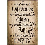 Without Labradors My House Would Be Clean Metal Novelty Parking Sign 12" x 18" (LGP)