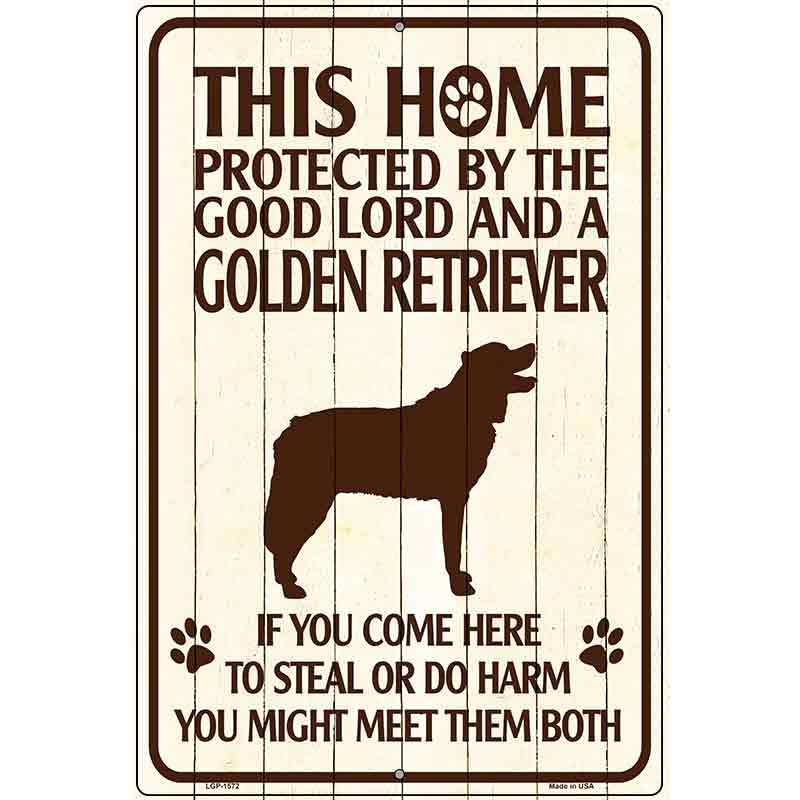 Golden Retriever Protected Metal Novelty Parking Sign 12" x 18" (LGP)