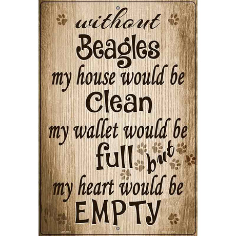 Without Beagles My House Would Be Clean Metal Novelty Parking Sign 12" x 18" (LGP)