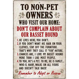 Non-Pet Owners Basset Hound Parking Sign Metal Novelty 12" x 18" (LGP)