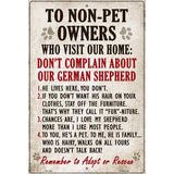 Non-Pet Owners German Shepherd Parking Sign Metal Novelty 12" x 18" (LGP)