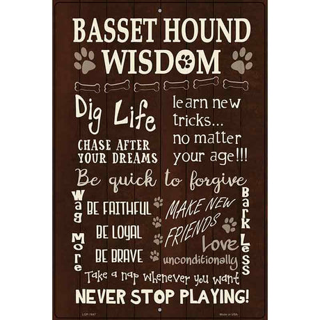 Basset Hound Wisdom Metal Novelty Parking Sign 12" x 18" (LGP)