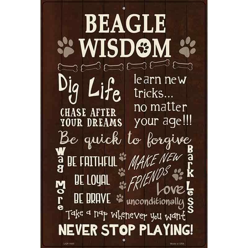 Beagle Wisdom Metal Novelty Parking Sign 12" x 18" (LGP)