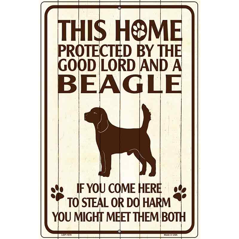 This Home Protected By A Beagle Parking Sign Metal Novelty 12" x 18" (LGP)