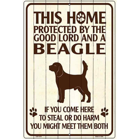 This Home Protected By A Beagle Parking Sign Metal Novelty 12" x 18" (LGP)