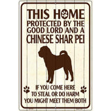 This Home Protected By A Chinese Shar Pei Parking Sign Metal Novelty 12" x 18" (LGP)