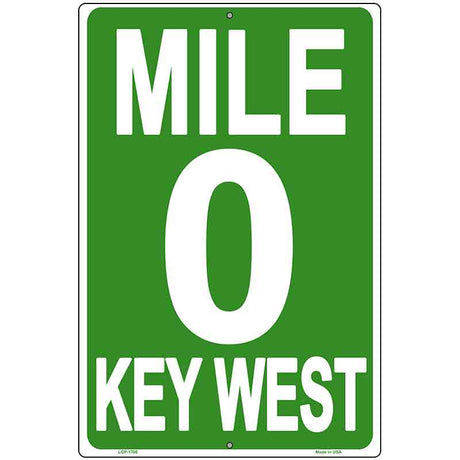 Mile Zero Key West Metal Novelty Parking Sign 12" x 18" (LGP)