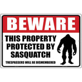 Beware This Property Protected By Sasquatch Novelty Parking Sign 12" x 18" (LGP)