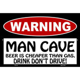 Man Cave Beer Cheaper Than Gas Metal Novelty Parking Sign 12" x 18" (LGP)